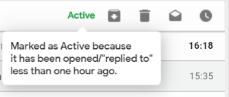 Active email indicator tooltip